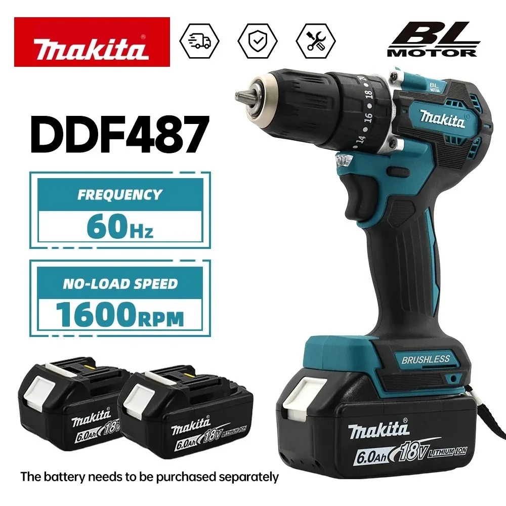 Makita Drill Ddf484 - Furadeira/Parafusadeira Elétrica Sem Fio Makita DDF487