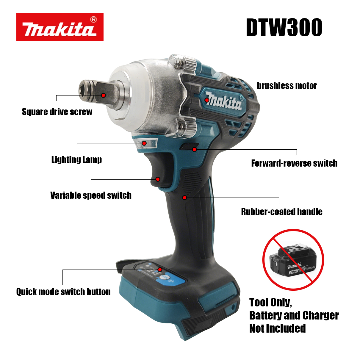 Chave de Impacto Sem Escovas M - Makita Drill Dtw300 avaliação e preço